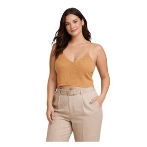 Frye Knit Crop Tank Camel Adjustable Strap Sweater Cami Top
